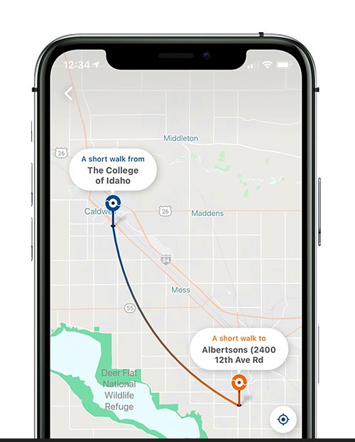 Preview of booking a ride through VRT OnDemand mobile ap